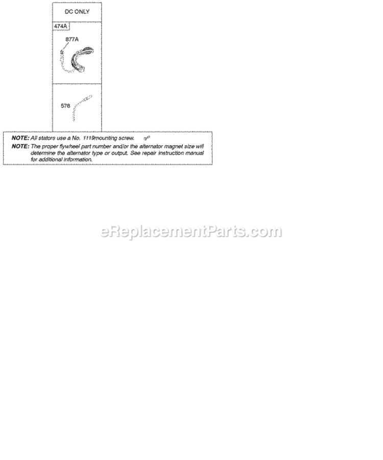 Alternator Diagram and Parts List for 214907-0272-E1  Briggs and Stratton Engine
